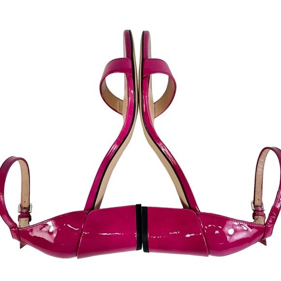 Stewart Weitzman Nudistcurve Patent Leather Block Heel Sandals Women US 7 Pink - Picture 10 of 12